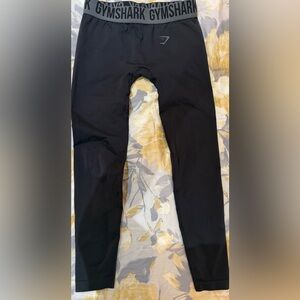Gymshark Black Leggings with Gray Waistband